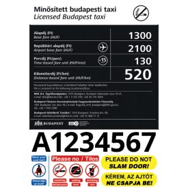 Taxi tarifatábla - piktogrammos, tapadókorongos 