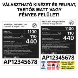 Taxi tarifatábla - tapadókorongos