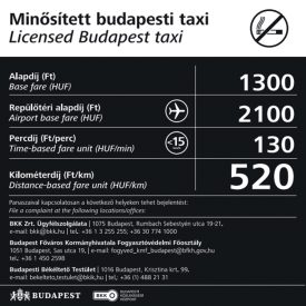 Taxi tarifatábla - tapadókorongos