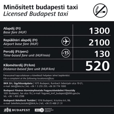 Taxi tarifatábla - tapadókorongos