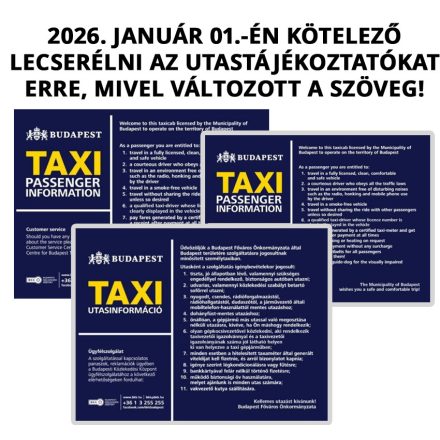 CSOMAG JANUÁR 1-TŐL - utastájékoztatók taxiba 3db