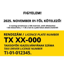 TAXI ENGEDÉLY matricacsomag (3-db) (KÖTELEZŐ)