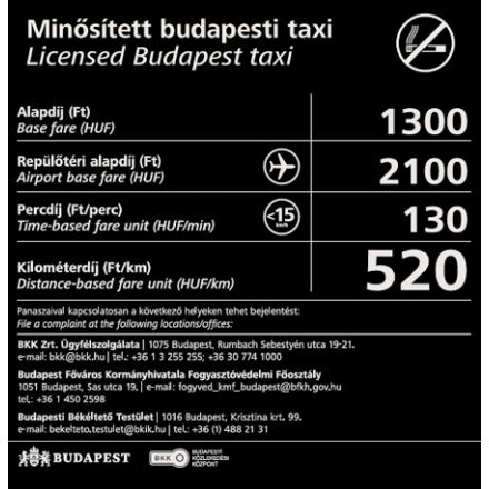 Hátsó ajtóra kicsi tarifamatrica (belülre)